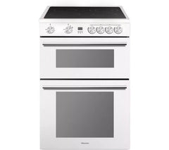 New Graded Hisense HDE3211BWUK 60cm Double Electric Cooker-White RRP£399 N81