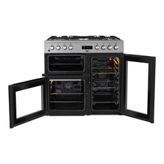 New Graded Beko KDVF90K 90cm Dual Fuel Range Cooker - Black Y53