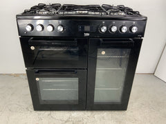 New Graded Beko KDVF90K 90cm Dual Fuel Range Cooker - Black Y53