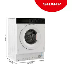 New Graded SHARP ES-NIH714BWA Integrated 7 kg 1400 Washing Machine RRP£399 K19