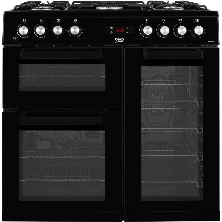 New Graded Beko KDVF90K 90cm Dual Fuel Range Cooker - Black Y53