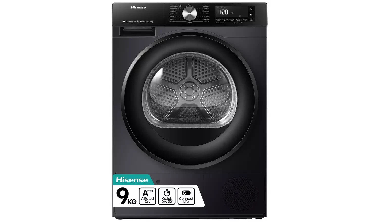 New Boxed Hisense DH3S902BB3 9Kg Heat Pump Dryer A+++ Black RRP£549 M23