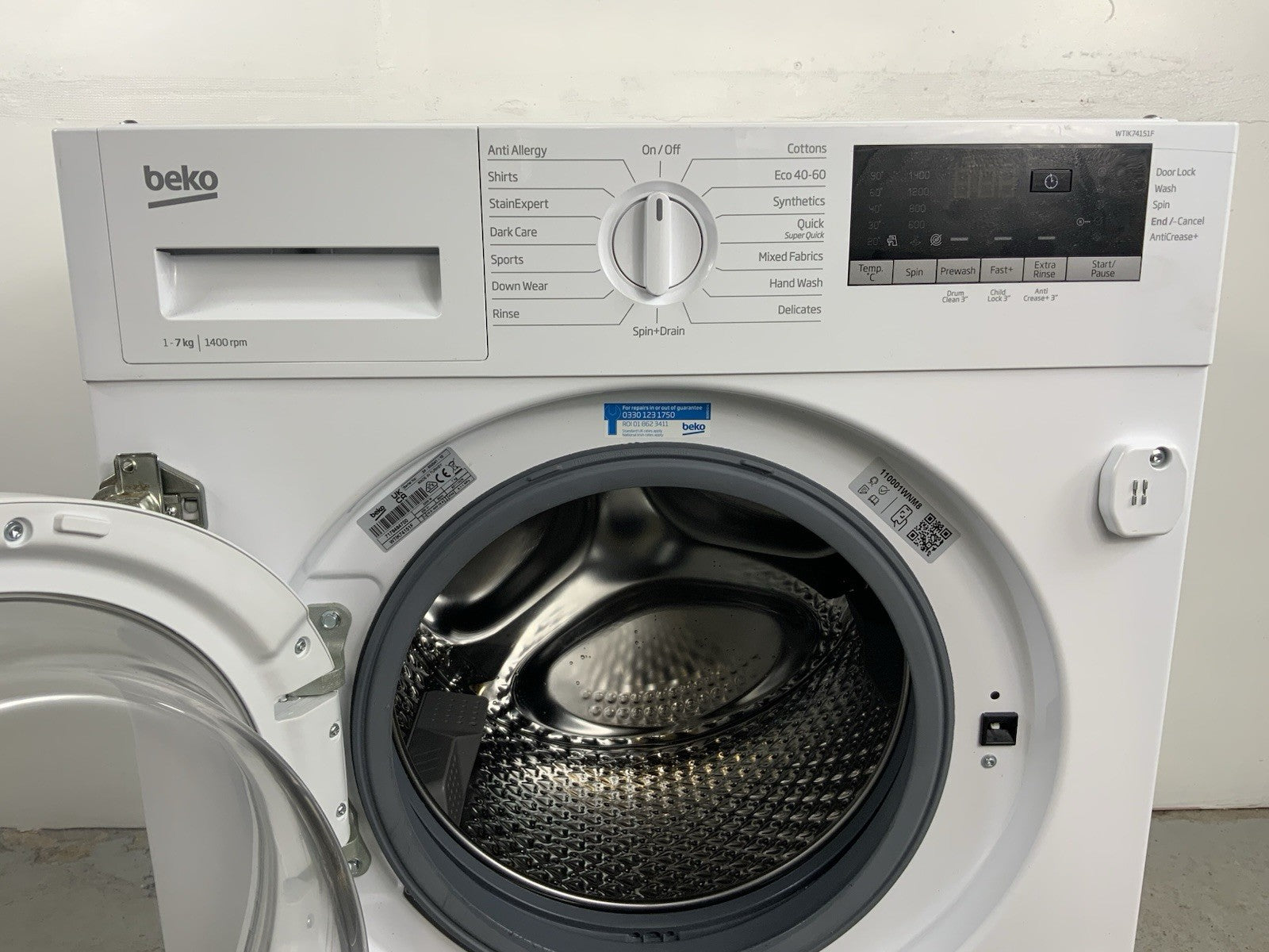 New Graded Beko WTIK74151F Integrated 7 kg 1400 Spin Washing Machine Y58
