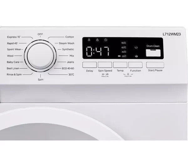 New Graded LOGIK L712WM23 7 kg 1200 Spin Washing Machine - White RRP£239 P65