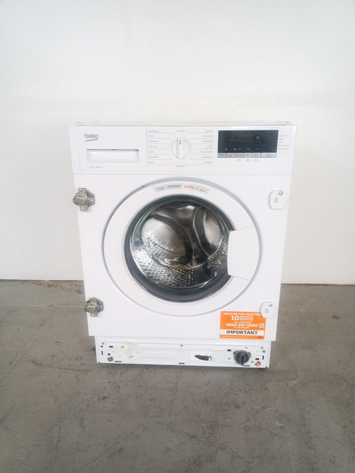 New Graded Beko WTIK74151F Integrated 7 kg 1400 Spin Washing Machine Y25