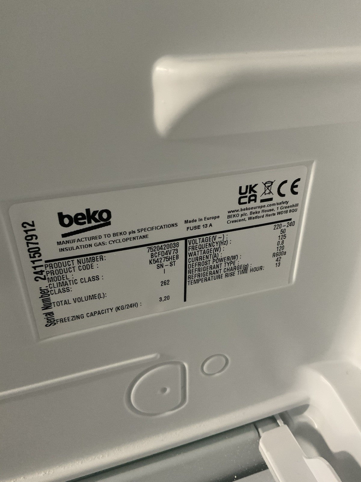 New Graded Beko BCFD4V73 Integrated  70/30 Fridge Freezer RRP £529 R11