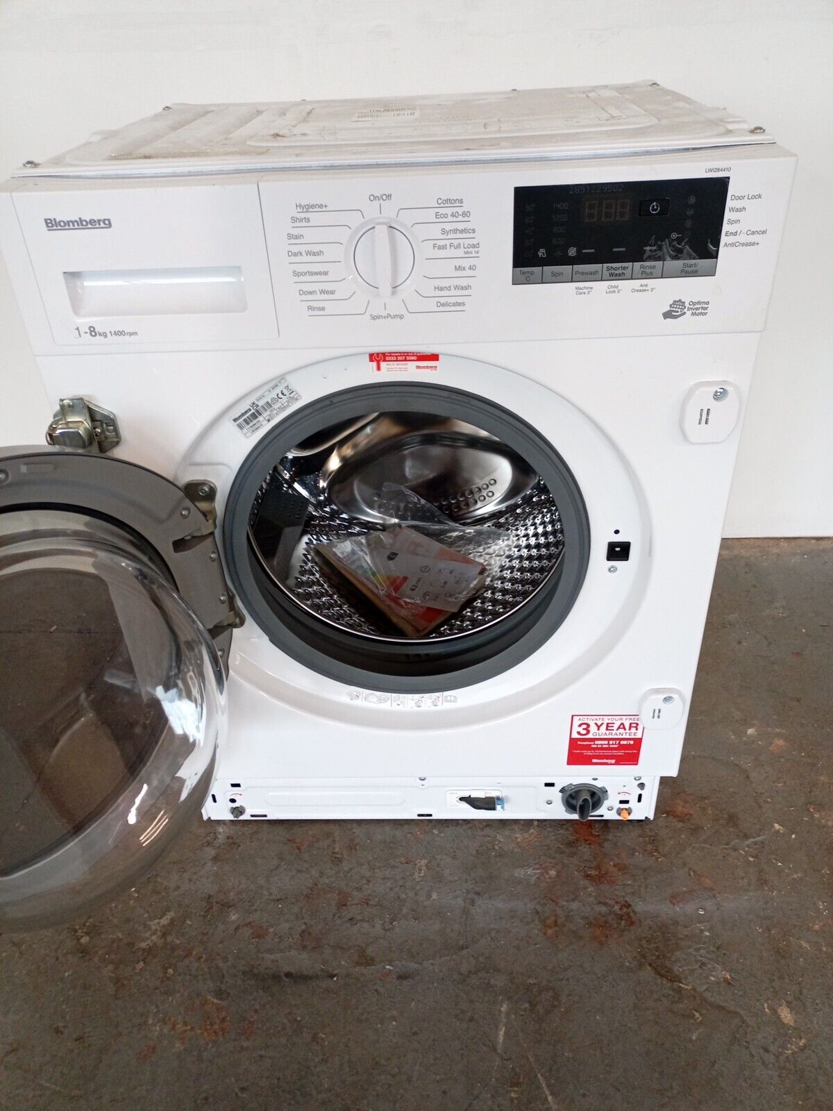New Graded Beko LW1284410 Integrated 8 kg 1400 Spin Washing Machine  - V9