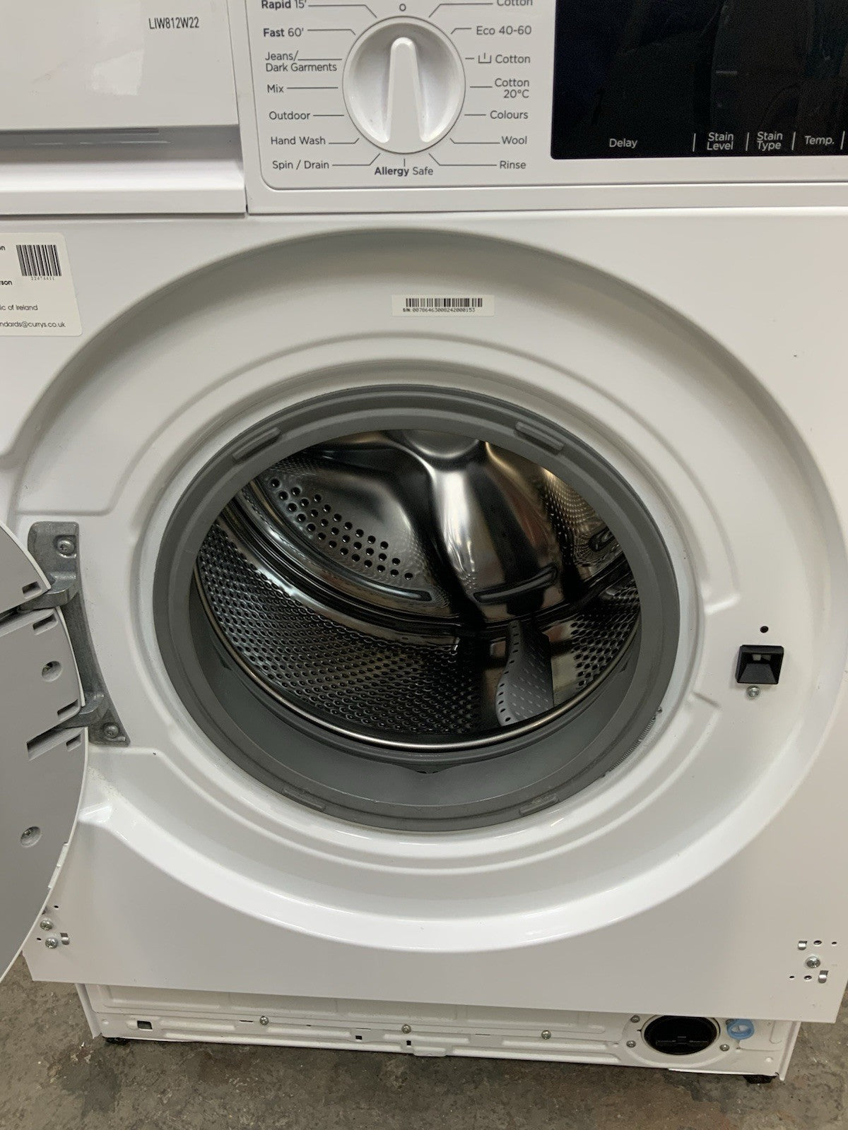 New Graded LOGIK T-series LIW812W22 Integrated 8 kg 1200 Washing Machine R44