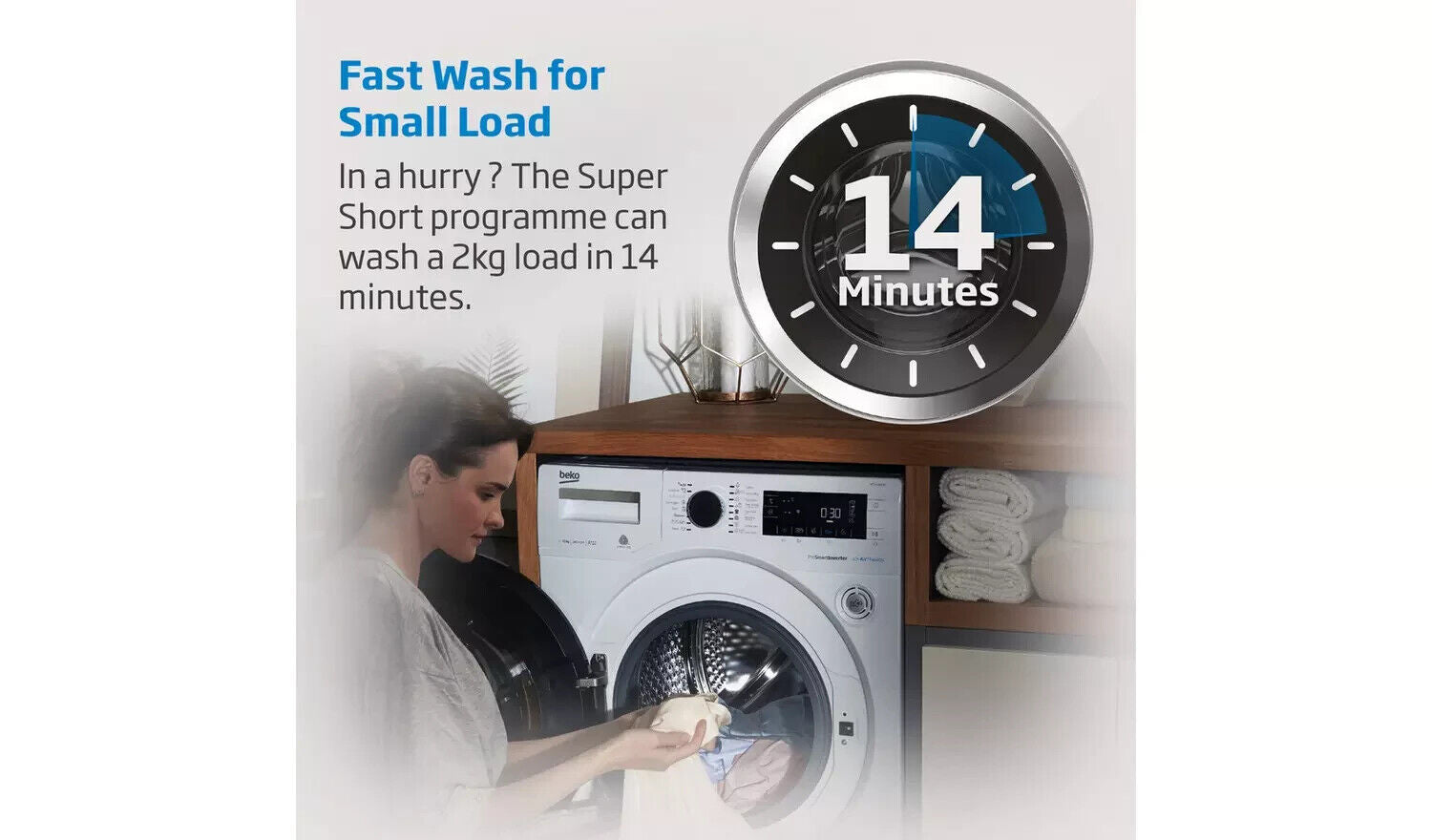 New Graded Beko WTIK7211 Integrated 7 kg 1200 Spin Washing Machine J2