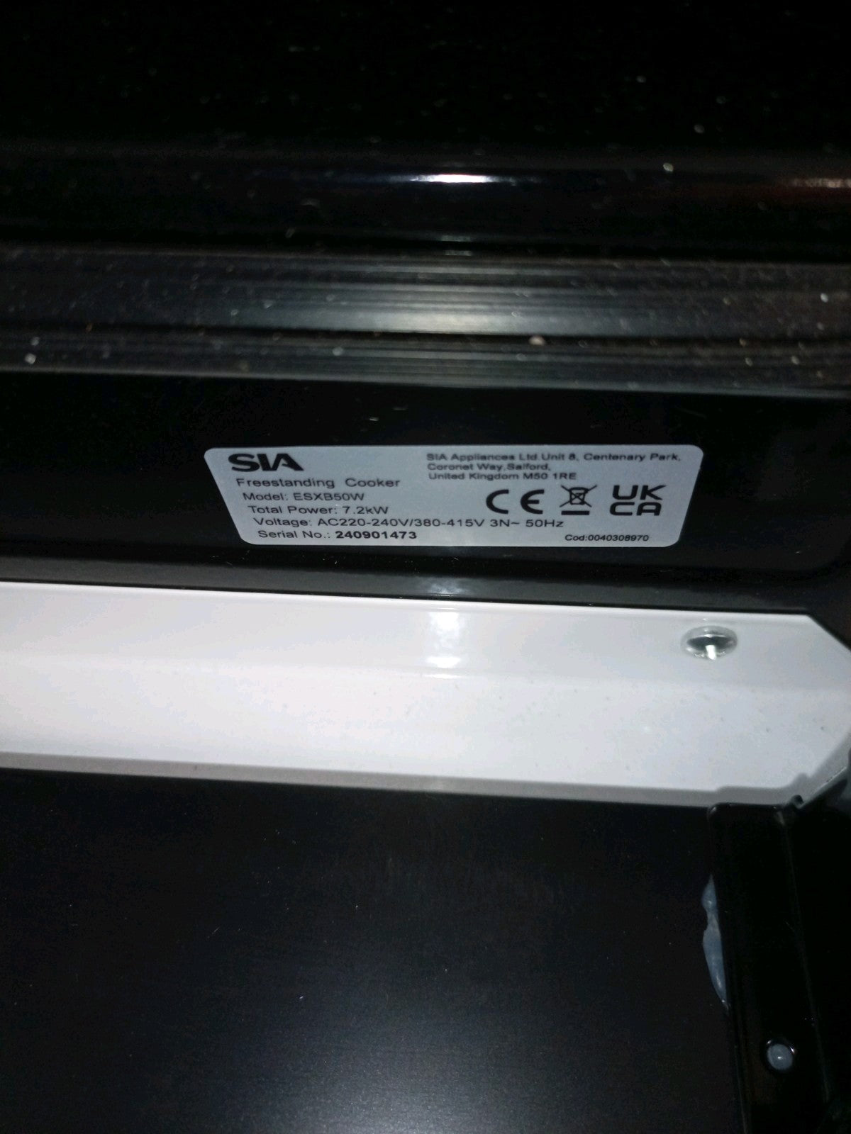 New Graded White SIA ESXB50W 50cm Electric Single Cooker RRP£345 -L24