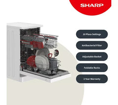 New Graded White Sharp QW-NS1CF49EW Freestanding Slimline Dishwasher RRP£319 T15