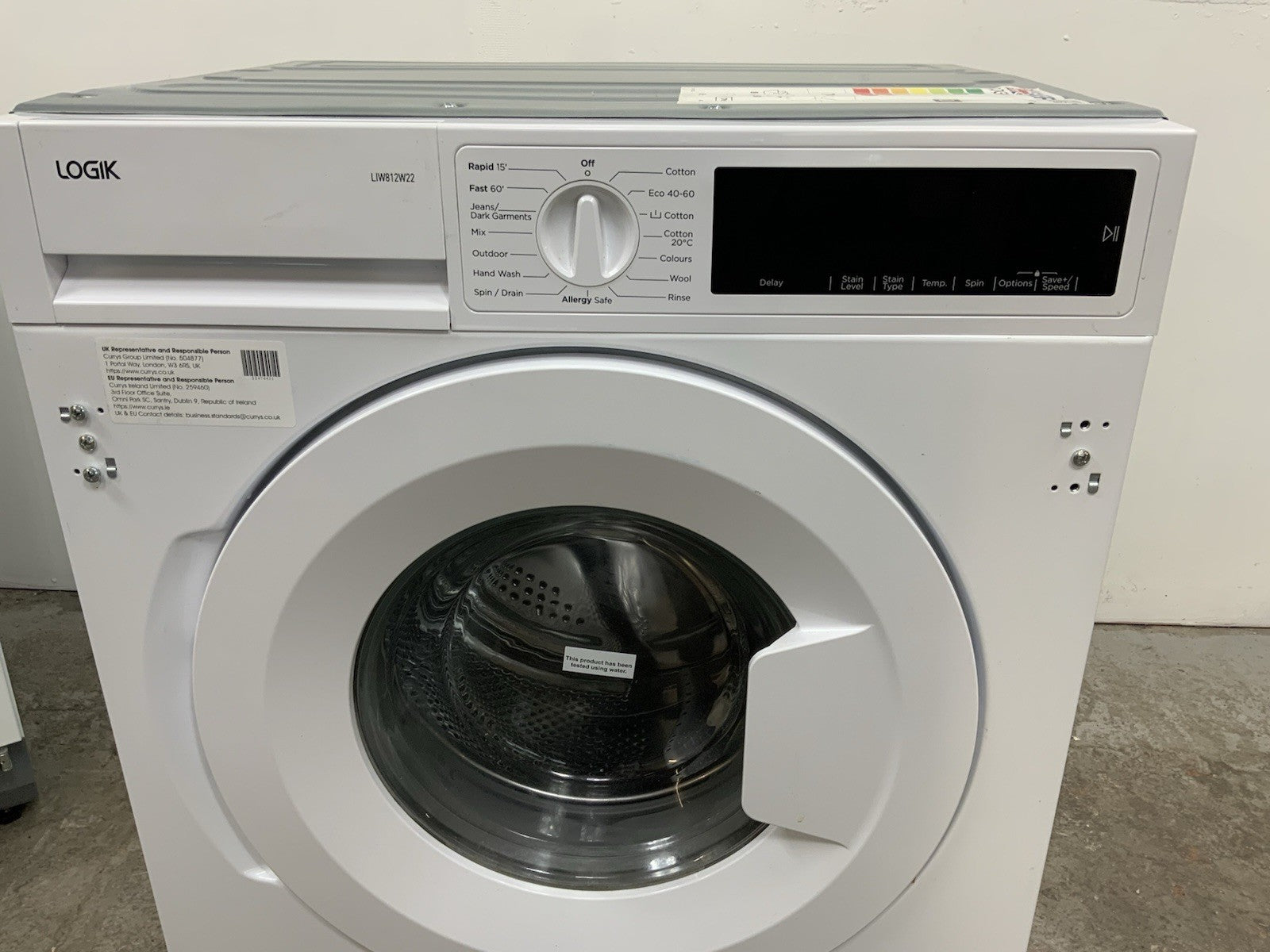 New Graded LOGIK T-series LIW812W22 Integrated 8 kg 1200 Washing Machine R44