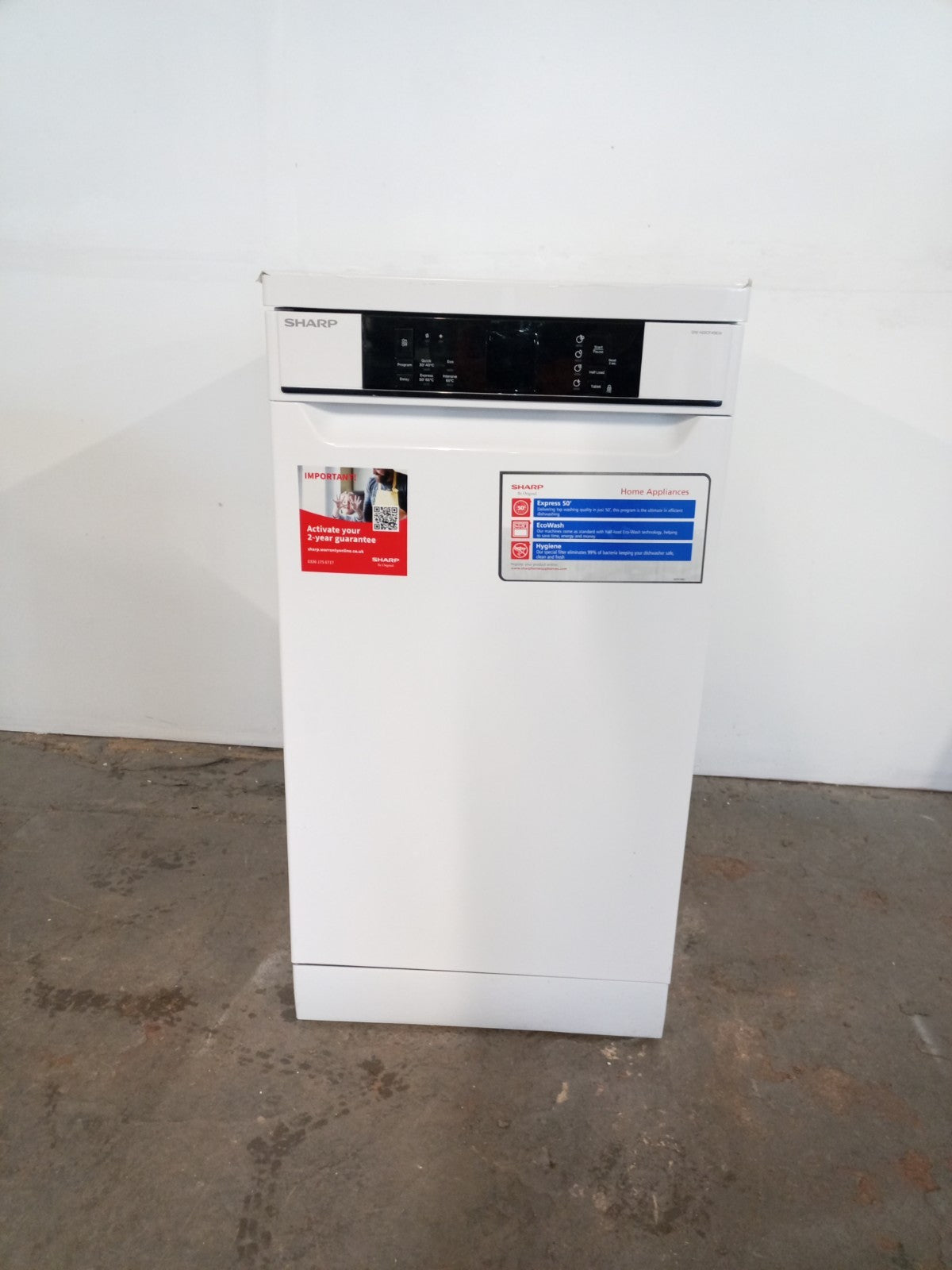 New Graded White Sharp QW-NS1CF49EW Freestanding Slimline Dishwasher RRP£319 T15