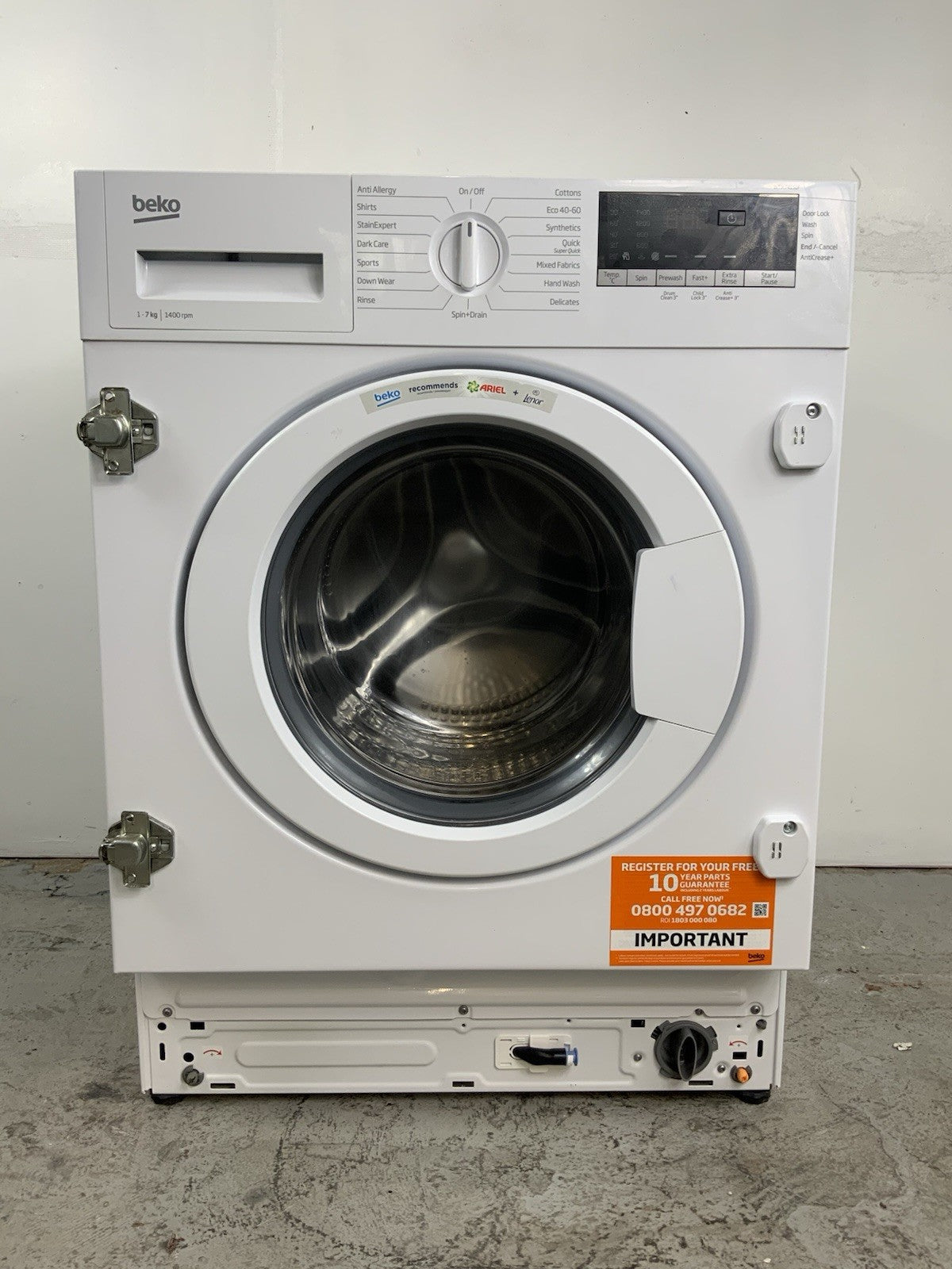 New Graded Beko WTIK74151F Integrated 7 kg 1400 Spin Washing Machine Y58