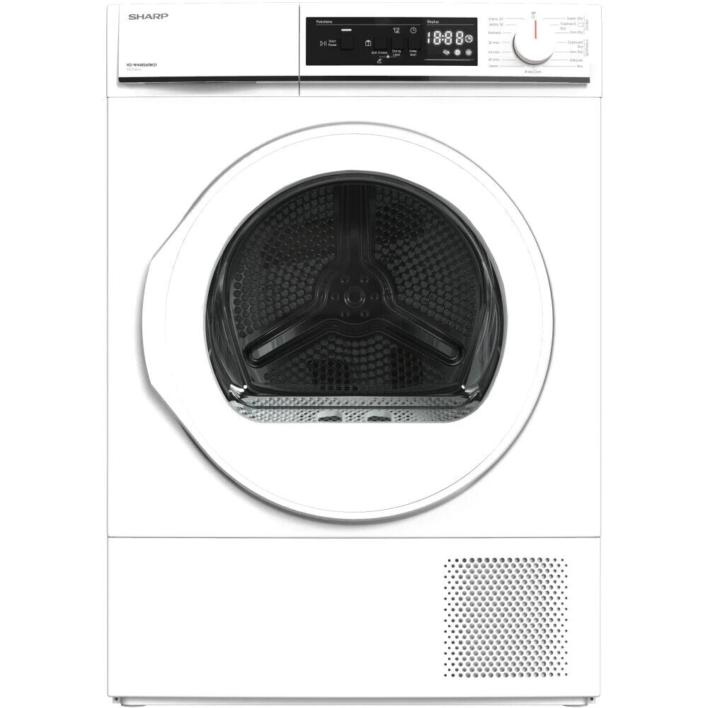 New Graded Sharp KD-NHA8S6GW21  8kg Heat Pump Tumble Dryer RRP£449 S40