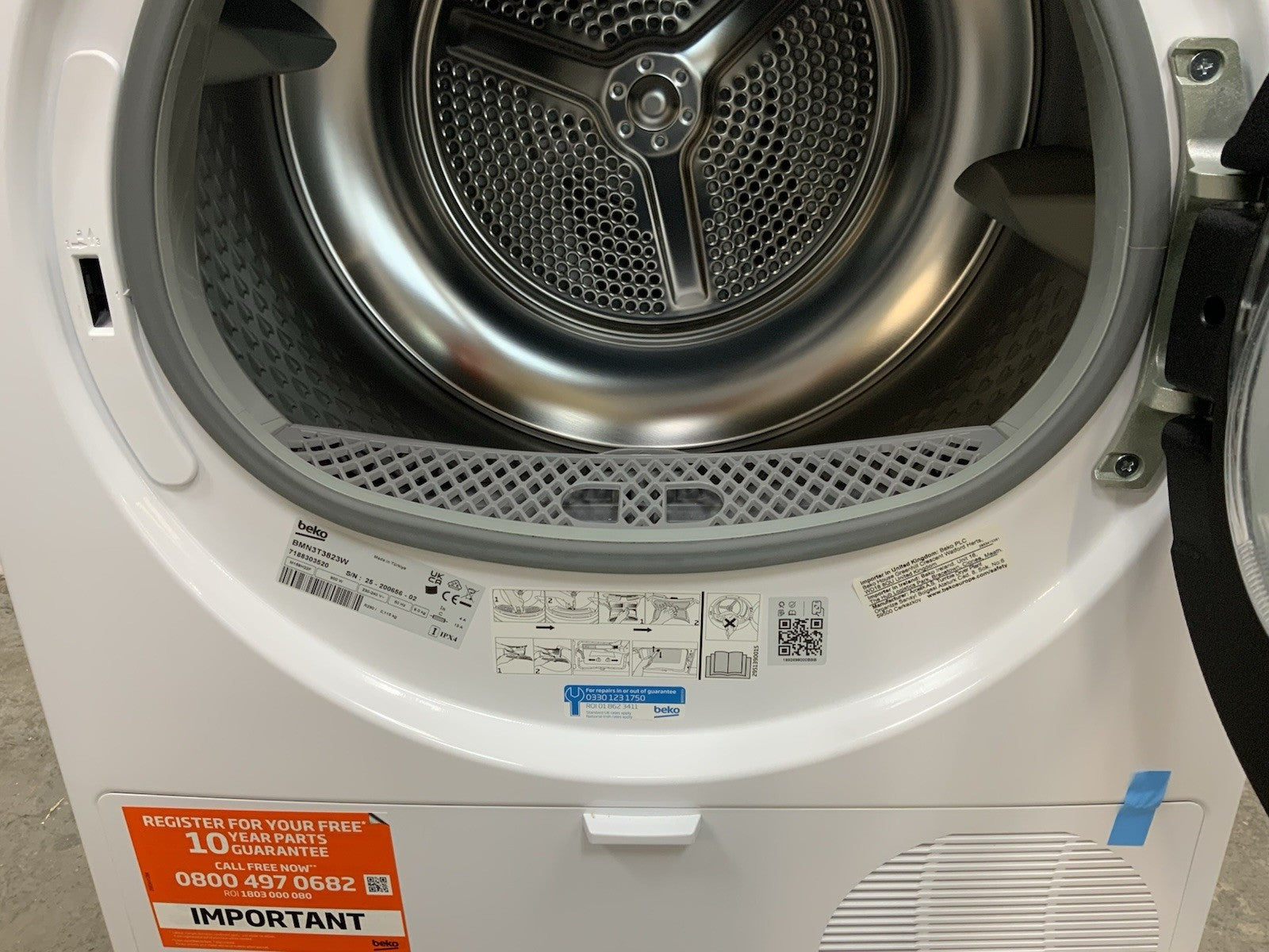 New Graded  Beko BMN3T3823W 8kg Heat Pump Tumble Dryer - Whiter RRP£399 R23