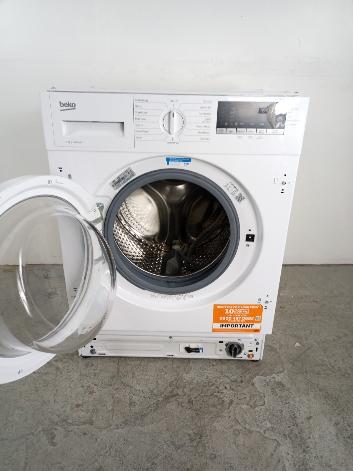 New Graded Beko WTIK74151F Integrated 7 kg 1400 Spin Washing Machine E51
