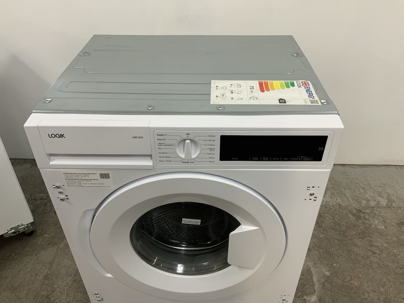 New Graded LOGIK T-series LIW812W22 Integrated 8 kg 1200 Washing Machine R44