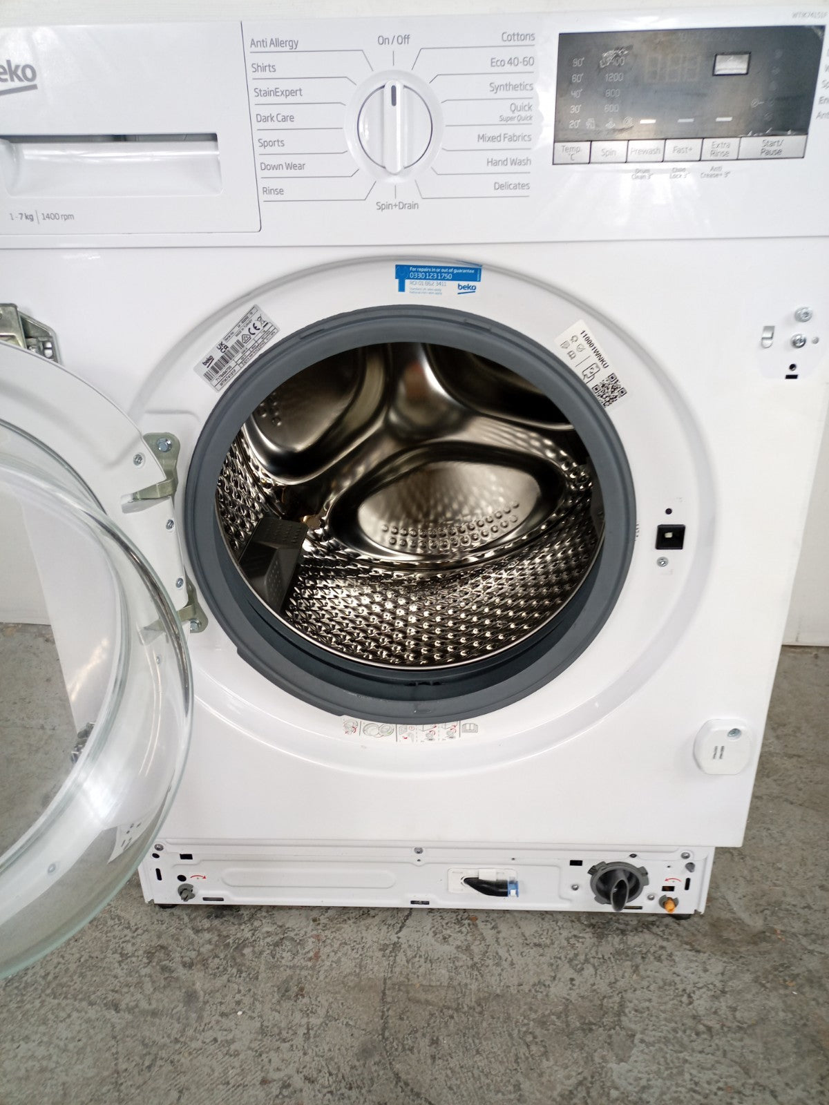 New Graded Beko WTIK74151F Integrated 7 kg 1400 Spin Washing Machine E61