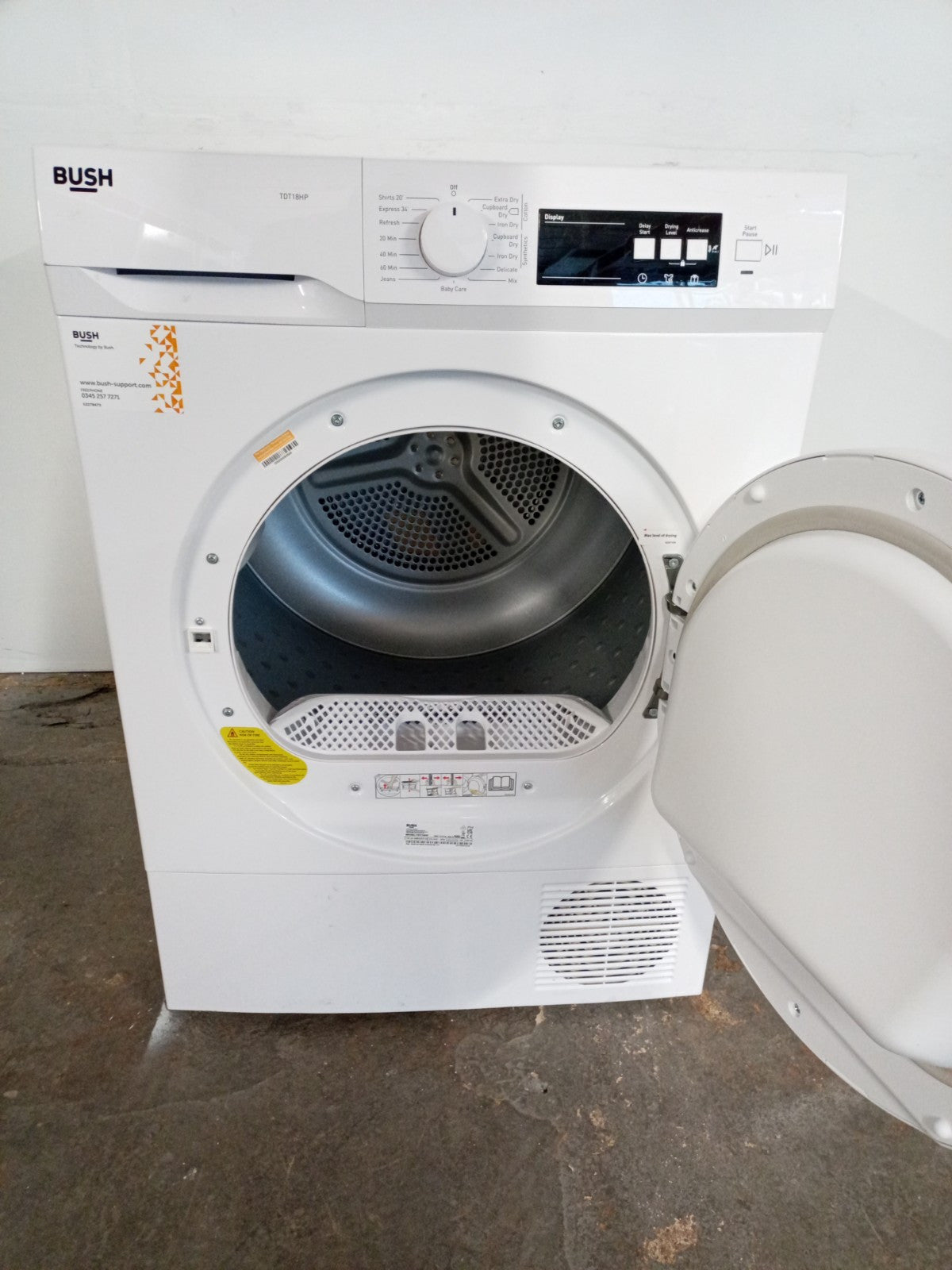 New Graded BUSH TDT18HP 8kg Heat Pump Tumble Dryer White F17